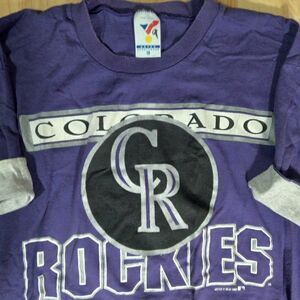 Vintage Colorado Rockies Logo Double Sleeve T-Shirt